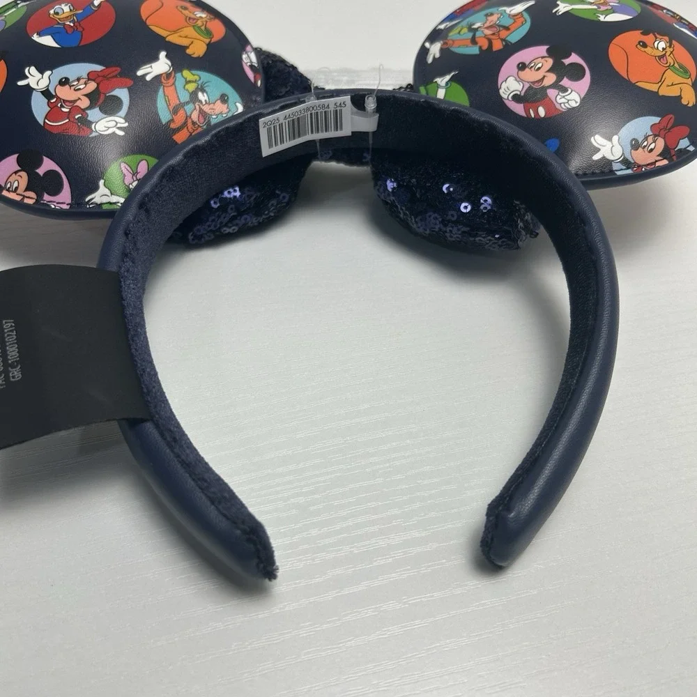 2024 Disney Parks Ears Headband Mickey and Friends Sequined Bow Navy Blue New
